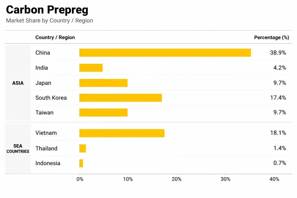 Carbon prepreg market share by region